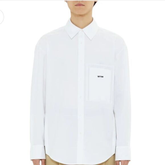 Wooyoungmi White Cotton Back Logo Shirt - Picture 1 of 16